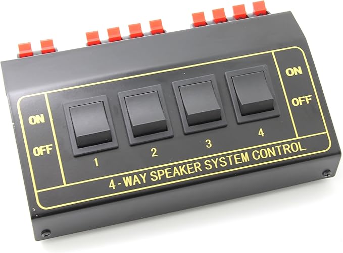 Ancable 4 Way Pair Stereo Speaker Selector Switcher Splitter Switch Box