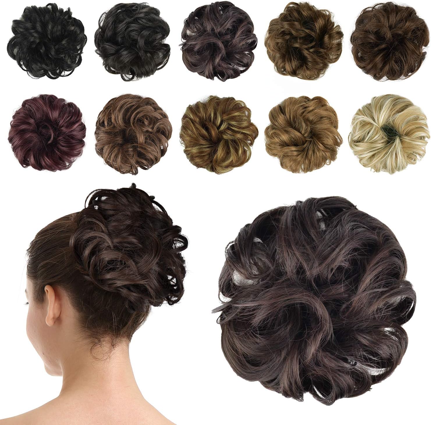BARSDAR Hair Bun Extensions Hairpiece Hair Rubber Scrunchies for Women Ponytail Extensions Updo Curly Messy Bun