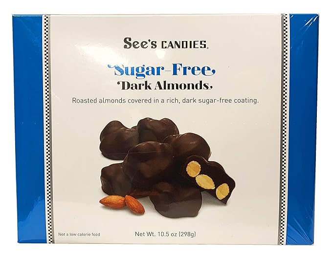 Amazon Com See S Candies 10 5 Oz Sugar Free Dark Almonds Chocolate Assortments And Samplers Grocery Gourmet Food