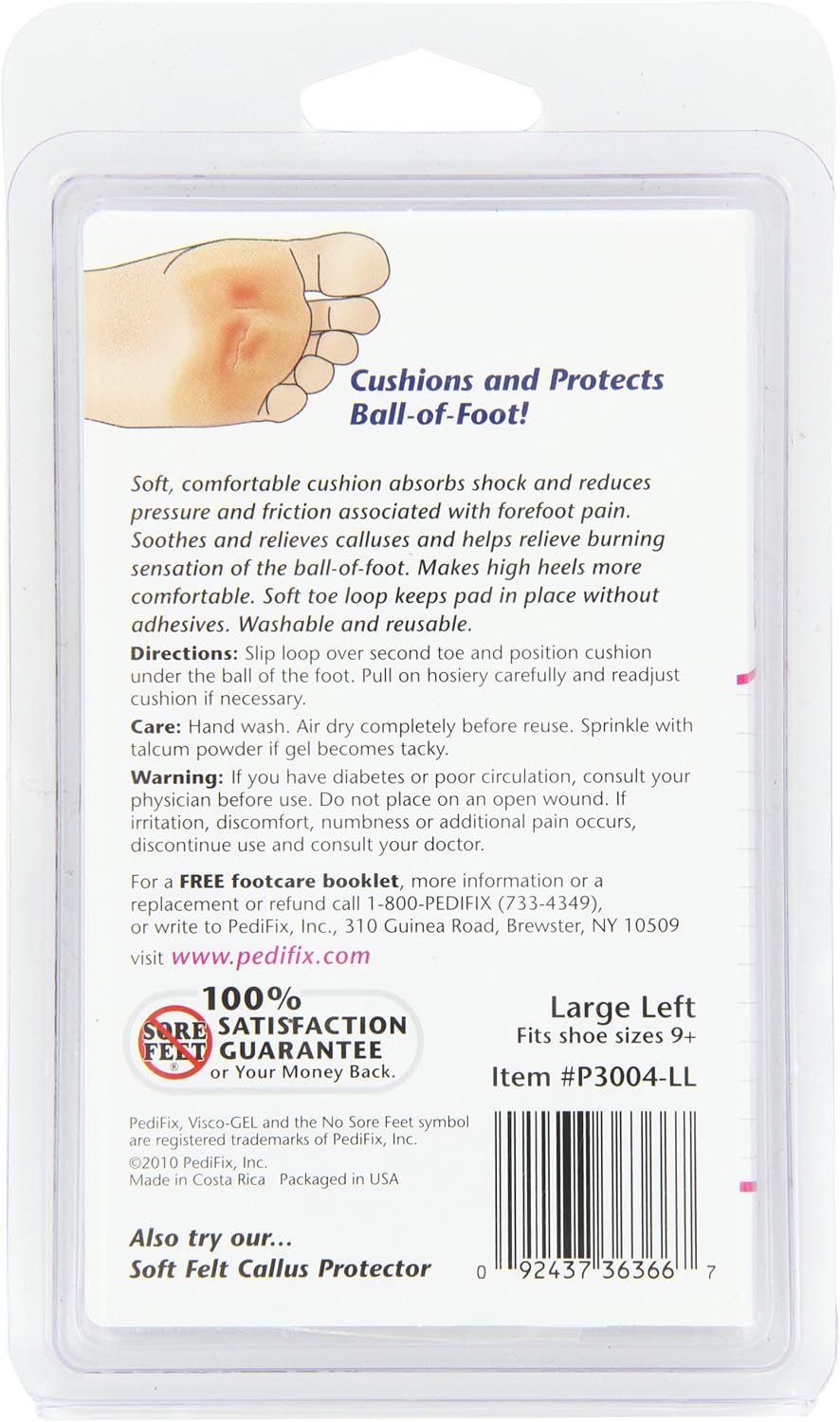 PediFix Visco-gel Metatarsal Pad with Toe Loop, Large Left: Health & Personal Care