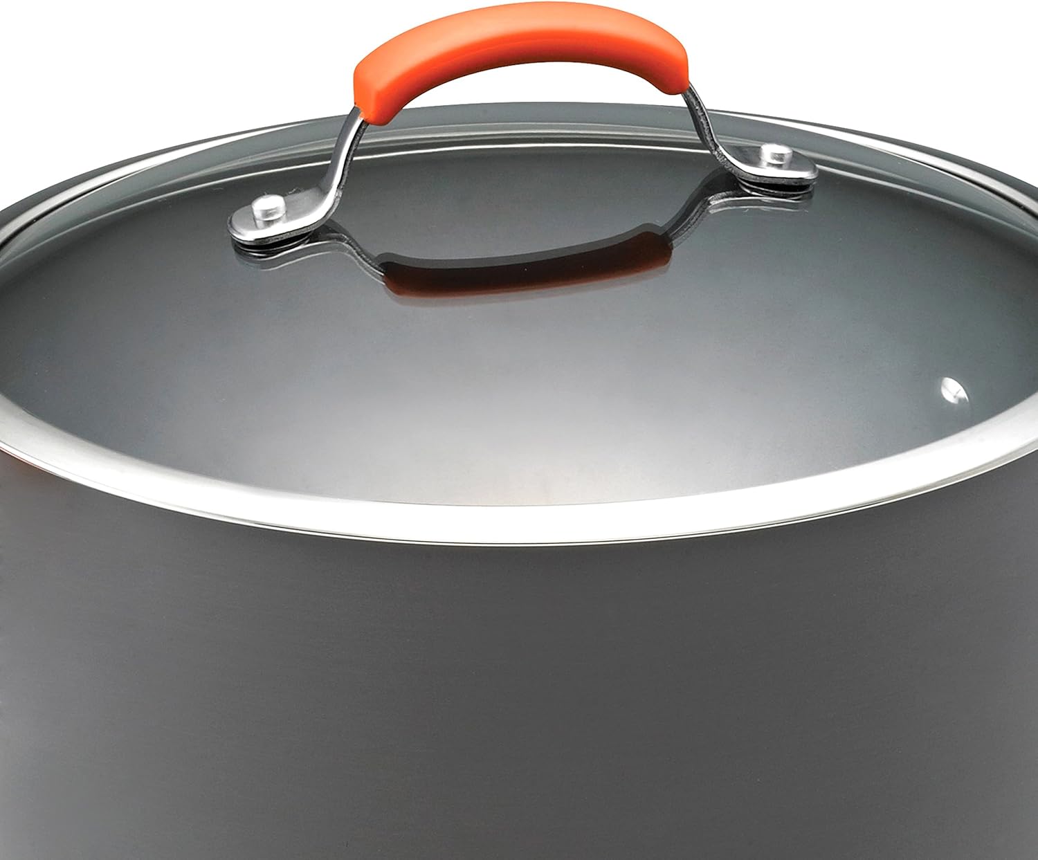 Rachael Ray Brights Hard Anodized Nonstick Stock Pot/Stockpot with Lid, 10 Quart, Gray with Orange Handles: Kitchen & Dining