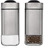 CHEFVANTAGE Salt and Pepper Shakers Set with Adjustable Pour Holes - Stainless Steel