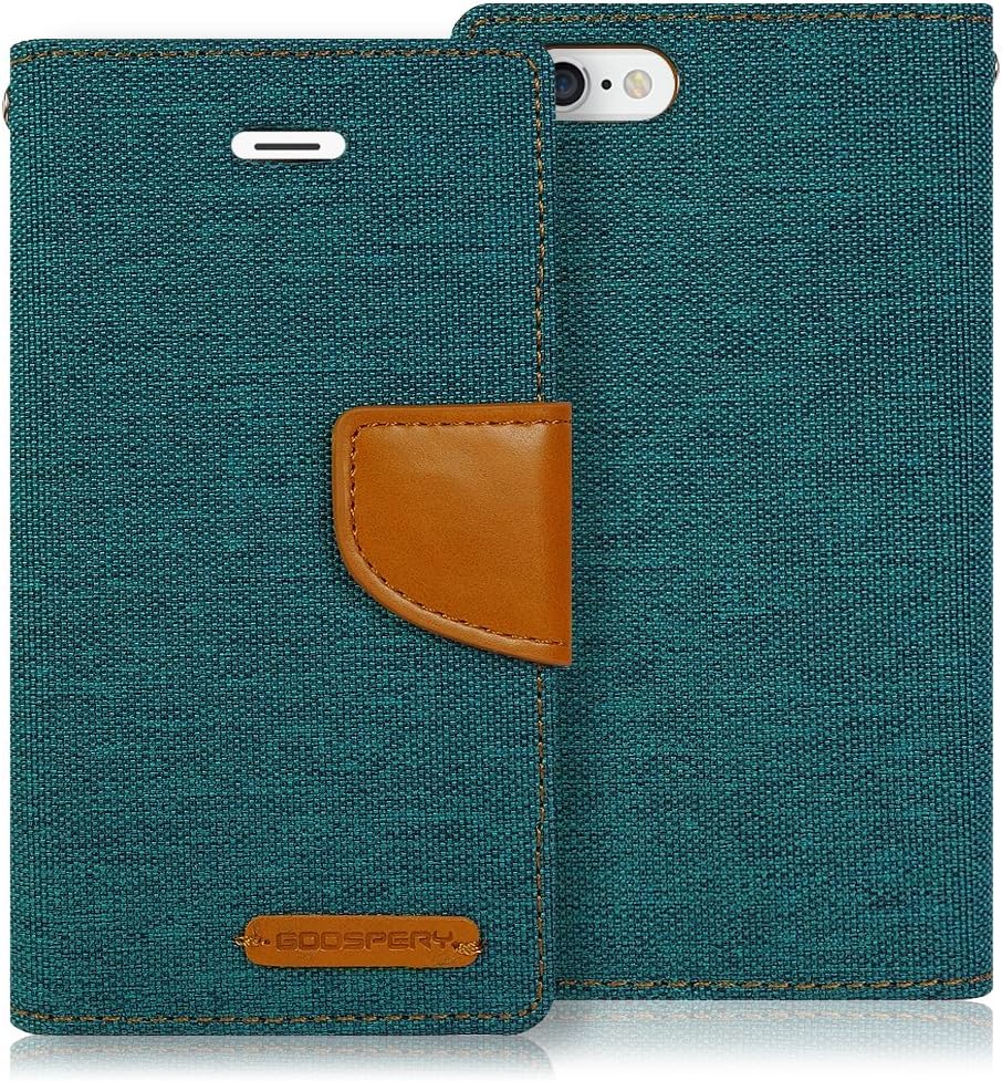 Goospery Canvas Wallet for Apple iPhone 6S Plus Case (2015) iPhone 6 Plus Case (2014) Denim Stand Flip Cover (Green) IP6P-CAN-GRN