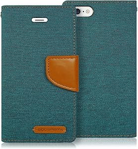 Goospery Canvas Wallet for Apple iPhone 6S Plus Case (2015) iPhone 6 Plus Case (2014) Denim Stand Flip Cover (Green) IP6P-CAN-GRN