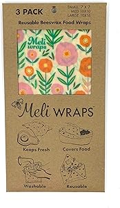 Meli Wraps Beeswax Wraps - Reusable Food Wrap Alternative to Plastic Wrap. Certified Organic Cotton, Made with Hawaiian Beeswax. 3-Pack includes sizes (SML) in Beautiful Original Prints