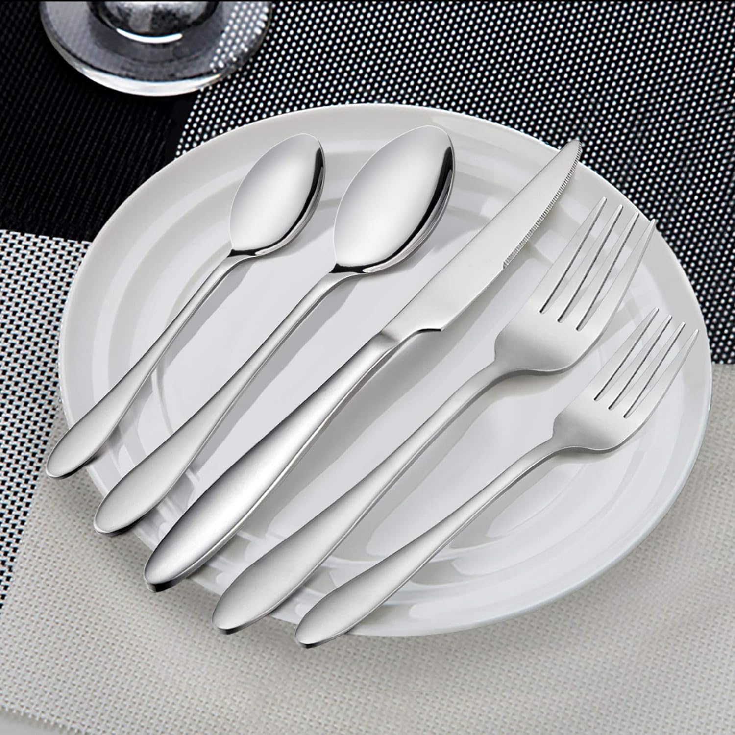  | Flatware Set, 40-Piece Silverware Set, LIANYU Stainless Steel Home Kitchen Hotel Restaurant Tableware Cutlery Set, Service for 8, Mirror Finished, Dishwasher Safe: Flatware Sets