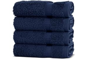 Chakir Turkish Linens | Hotel & Spa Quality 100% Cotton Premium Turkish Towels | Soft & Absorbent (4-Piece Washcloths, Navy)