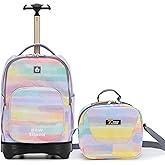 NEW TILAMI 18 inch Rolling Backpack for Kids – Waterproof, Stair-Climbing, Adjustable Handle, Variety of Colors & Patterns for School, Mood Map