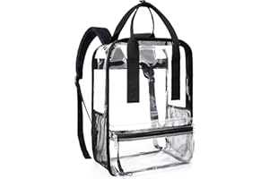 mommore Clear Backpack Heavy Duty Transparent backpacks with Widened Handle Thick PVC See-Through Bookbags for School, Work