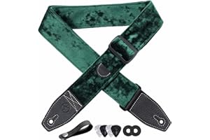 YIKOKO Guitar Strap 2" for Bass, Electric and Acoustic Guitars, Free Strap Button, Strap Locks and Guitar Picks