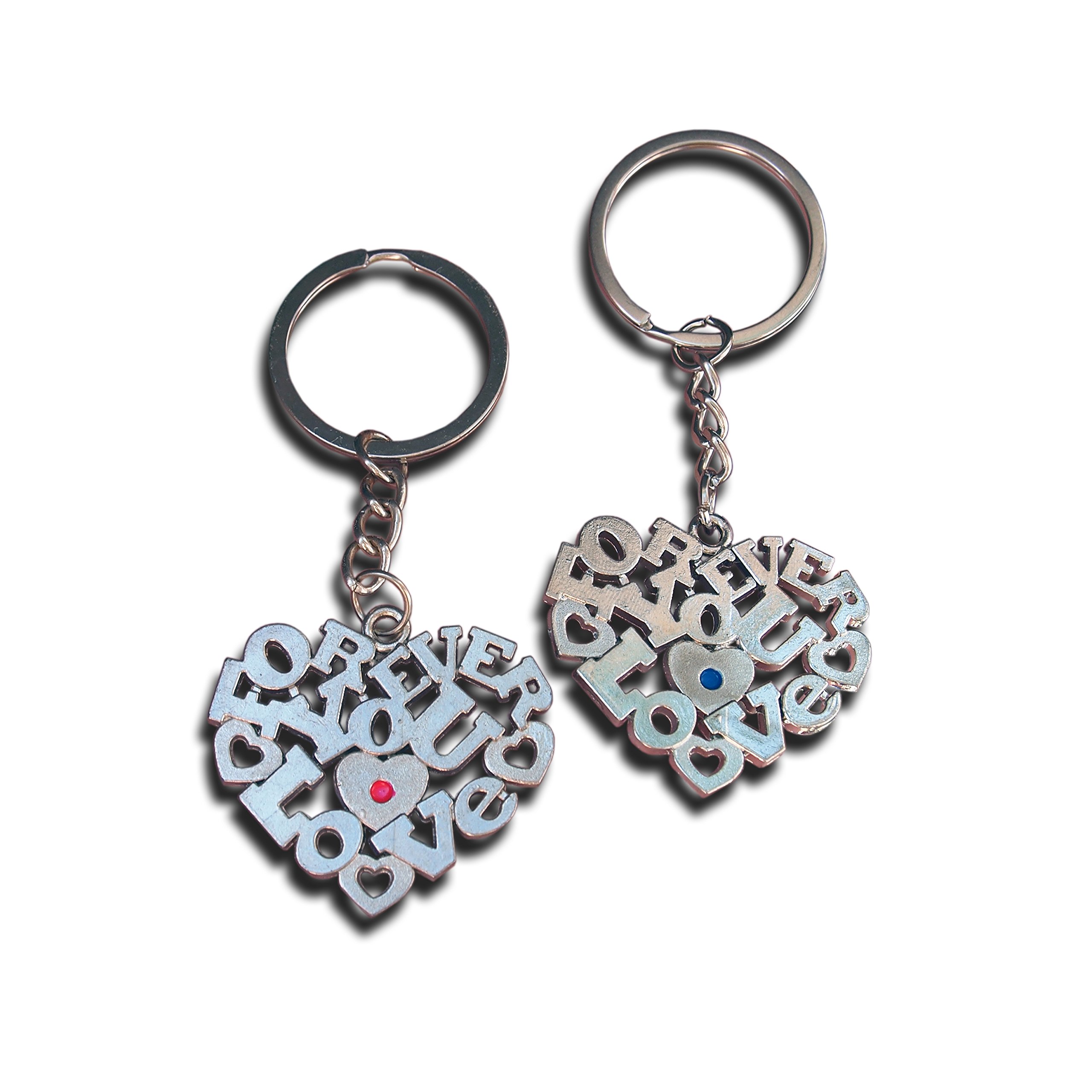LivelyBuy Hearts Couple Keyrings Love You Forever Pair Romantic Silver Keychain