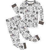 Jimonda Kids Cozy Rayon From Bamboo Long Sleeve Pajamas Set Soft Stretchy Sleepwear Clothes For Girls Boys Cute Printed PJs