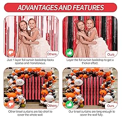 2 Pack Red and Black Foil Fringe Curtains Streamers
