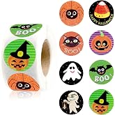Halloween Stickers for Kids Adults, 500PCS Happy Halloween Stickers Roll, Self Adhesive Spider Pumpkin Seals Label Sticker Decals for Gift Envelopes Crafts Holiday Halloween Party Favors Decorations