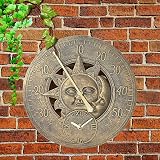 Trintion Garden Thermometer Clock Bronze 30cm Vintage Style Weatherproof view 5