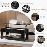 Yaheetech Lift Top Coffee Table with Storage Black view 5