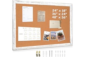 DOLLAR BOSS Cork Board for Walls Corkboard 24 x 36 Inches Bulletin Boards for Walls Decorative Hanging Pin Board Vintage White Wooden Frame, Vision Board Cork Notice Board for Office Home Decor