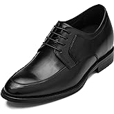 CALTO Men's Invisible Height Increasing Elevator Shoes - Black Premium Leather Lace-up Round-Toe Formal Derby Oxfords - 2.8 Inches Taller - Y7425- Size 9 D(M) US