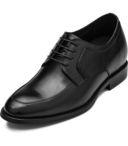 CALTO Men's Invisible Height Increasing Elevator Shoes - Black Premium Leather Lace-up Formal Oxfords - 2.4 Inches Taller - Y6012 - Size 6 D(M) US