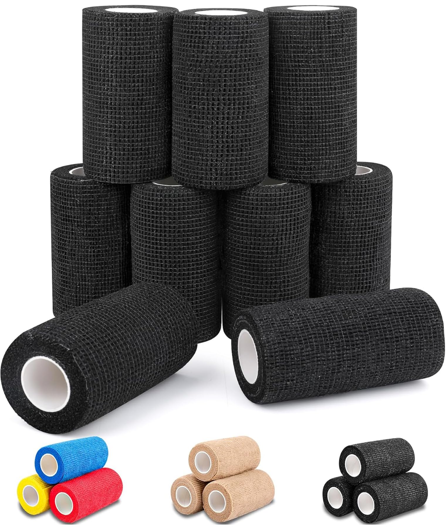 Photo 1 of AZEN 9 Pack Self Adhesive Bandage Wrap, 4" X 5 Yards Elastic Cohesive Bandage Wrap, Color Athletic Tape, Tattoo Grip Tape Wrap, Vet Wrap, Ankle Tape