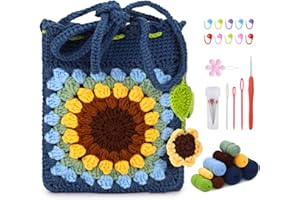 Pnytty Crochet Kit for Beginners, Beginners Crochet Kit-Bag, Crochet Starters Craft Kniting Kits for Adults Include Crochet Yarn Hook Tools Supplies and Easy Step-by-Step Video Tutorials (Blue)