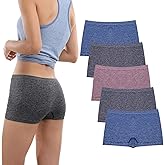DEEP TOUCH Women Boyshort Underwear Seamless Boxer Panties Breathable Stretch Boxer Briefs for Ladies 5 Pack