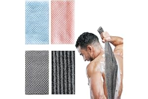 4PCS Exfoliating Shower Towel, Antibacterial Long Back Scrubber Washcloth, Extra Large Body Exfoliator for Deep Cleansing, Me