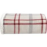 Eddie Bauer - Throw Blanket, Brushed Fleece & Plush Sherpa Bedding, Blanket for Couch & Bed (New Castle Red, 50" x 60")