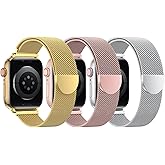BELONGME 3 Pack Mesh Loop Compatible with Apple Watch Bands for Women Men 40mm 41mm 38mm 42mm 44mm 45mm 49mm 46mm Series 11 10 9 8 7 6 5 4 Ultra3 SE3 2, Stainless Steel Metal Magnetic Strap for iWatch
