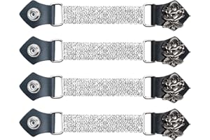 Dream Apparel 4PCS Bling Crystal Motorcycle Vest Extenders for Women Biker with Faux Leather Ends and Rhinestone Chains