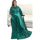 Catalonia Wearable Blanket with Sleeves and Pocket, Cozy Soft Fleece Mink Micro Plush Wrap Throws Blanket Robe for Women and Men, Gift for Her