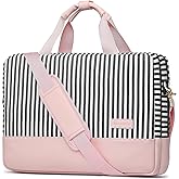 Laptop Bag for Women Computer Bags 15.6 Inch Laptop Case,Water Resistant Canvas Women Briefcase for Work,Business,Travel (Pink)