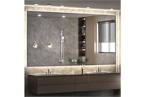 Keonjinn 36 x 60 Inch Backlit LED Mirror, Wall Mirror with 3 Colors Warm/Natural/White Backlight, High Lumen Bathroom Mirror 
