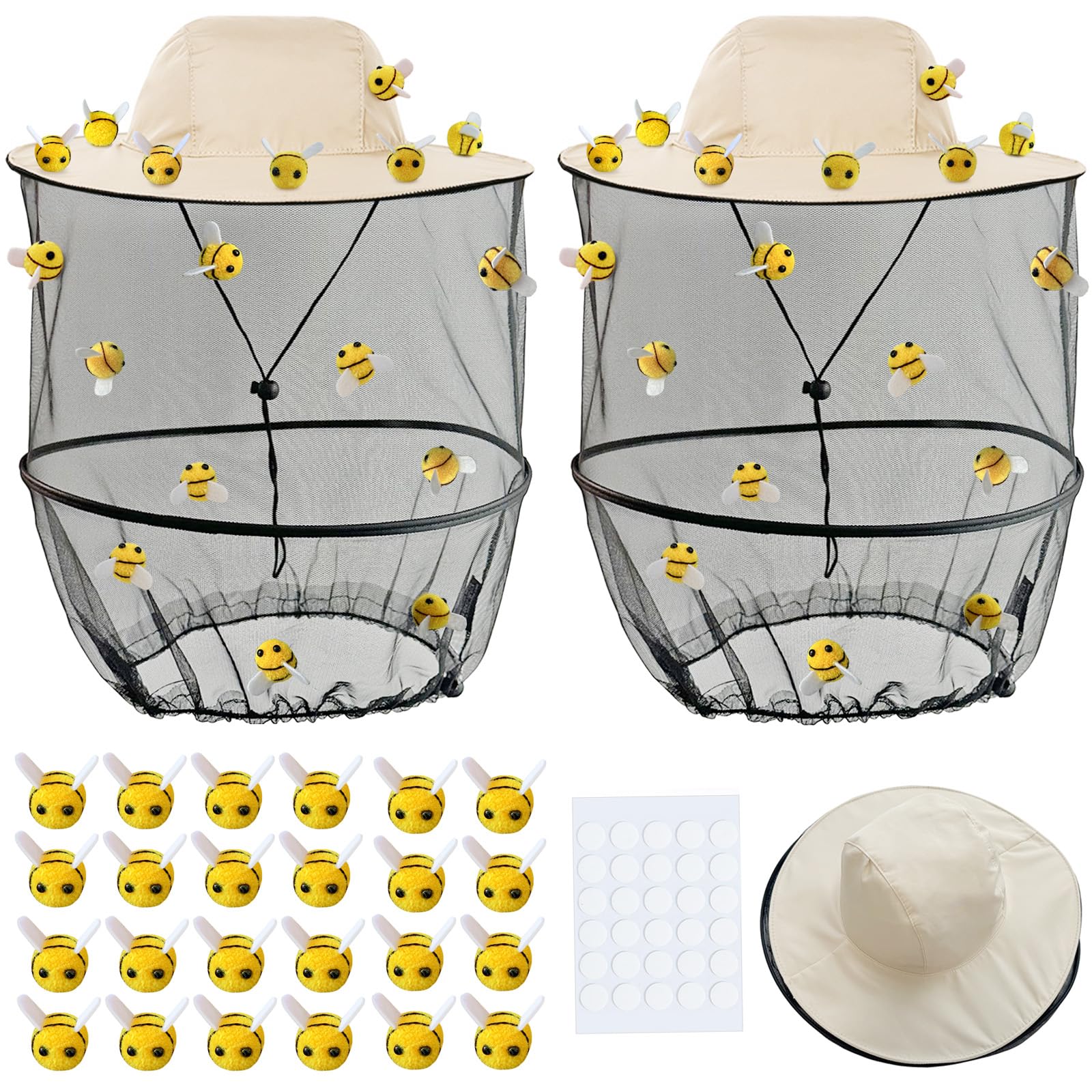Photo 1 of ***MISSING PARTS*** Pextian 56pcs Bee Keeper Costumes Adult, Cute Couples Halloween Costumes Include 2 Beekeeper Hat with Veil, 24 Felt Bees, 30 Double Sided Sticky Dots, Duo Beekeeper Costume for Best Friends