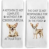 BitKAM Chihuahua Gifts Kitchen Towels Set of 2, Chihuahua Gifts for Women Dish Tea Towels, Funny Dog Mom Dad Lovers Gifts for Women Men Owners Hand Towels, Funny Dog Kitchen Decor, 16x24 Inch