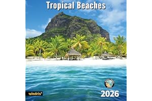 WINDRIO 2026 Wall Calendar,Calendar 2026, November 2025 - December 2026, Wall Calendar Tropical Beaches, 12" x 24" Opened,Full Page Months Thick & Sturdy Paper for Calendar Organizing & Planning