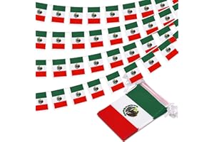 MVPRING Mexico String Flag Pennant Banner, Small Mini Mexican Flags Bunting Banner, 16th of September Mexican Independence Day National Country Decoration for School, Party, Sports Events, 33 Feet 30 Flags