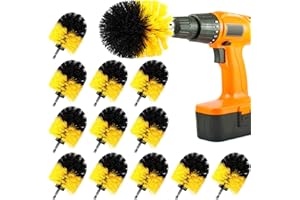 REMERRY Drill Brush Nylon Drill Brush Attachment Electric Power Scrubber Scrub Brush Multi Purpose Cleaning Supplies for Drill Bathroom Surfaces Tub Grout Shower Kitchen Tile Auto Car (Yellow, 12 Pcs)
