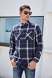 Damipow Flannel Shirt for Men Button Down Long
