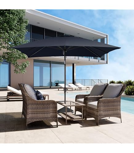 10x10 square cantilevered patio umbrella Outdoor Shade 10 x 10ft Double Top Square Patio Cantilever Umbrella with Weights Base