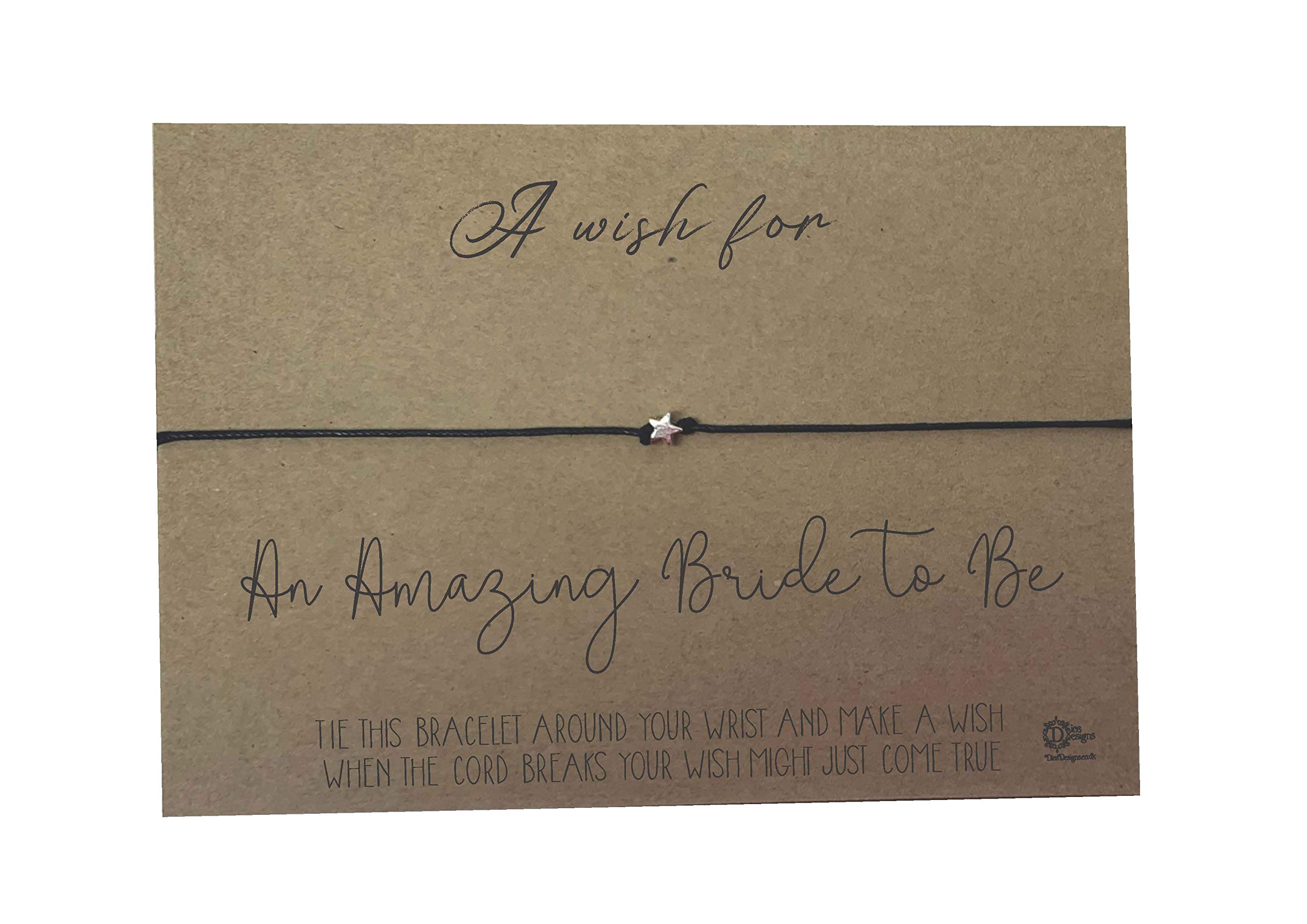 Dios Designs Wish Bracelet - A Wish for Amazing Bride to Be - Choice of White Card, Kraft Card, Wood, Rose Gold Foil or Gold Foil DD1019 (Kraft Card)