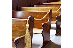 Wowangce 8 Pcs Weighted Church Pew Reservation Rope with Heavy Tassels Ends 8 ft Reserved Church Seating Accessory Gold Pew Rope for Wedding Funeral Seating Reserved Signs(Gold)