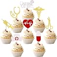 Whaline 48-Piece Nurse Cupcake Toppers – Glitter Medical Theme Picks For Nursing Graduation & Retirement Parties