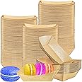 MotBach 150 Pack 1/4 Lb Paper Food Boat Trays Disposable Small Paper Boats,Brown Mini Kraft Paper Food Trays Paper Food Serving Boat Tray Basket for Snacks Fries Popcorn BBQ Sauce Tacos Nacho