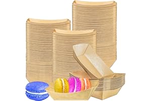 MotBach 150 Pack 1/4Lb Paper Food Boat Trays Disposable Small Paper Boats Plates Containers, 0.25Lb Mini Kraft Food Serving Boat Tray Baskets for Snack Fries Dessert Popcorn BBQ Sauce Tacos Nacho