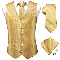 Dubulle Suit Vest Tie Set Mens Gold Plaids Paisley