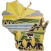 Totally Bamboo Wisconsin State Shaped Cutting Board and Charcuterie Serving Platter with Artwork by Summer Stokes, Includes Hang Tie for Wall Display Varies