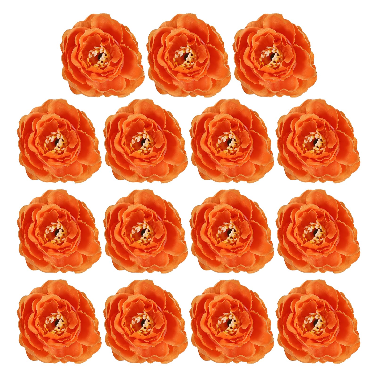 PATIKIL Artificial Flower Head, 30 Pcs Fake Flowers Heads Bulk Silk Peony Heads Simulation Flower for Bouquets Wreaths Wedding Decor, Orange