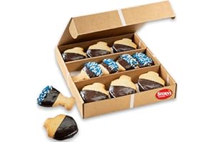 Stern's Bakery Hanukkah Cookie Gift Box (10 Cookies) Menorah & Dreidel Shortbread Chocolate Cookies – Gourmet Holiday Food Gifts for Kids, Adults & Corporate Kosher, Nut-Free