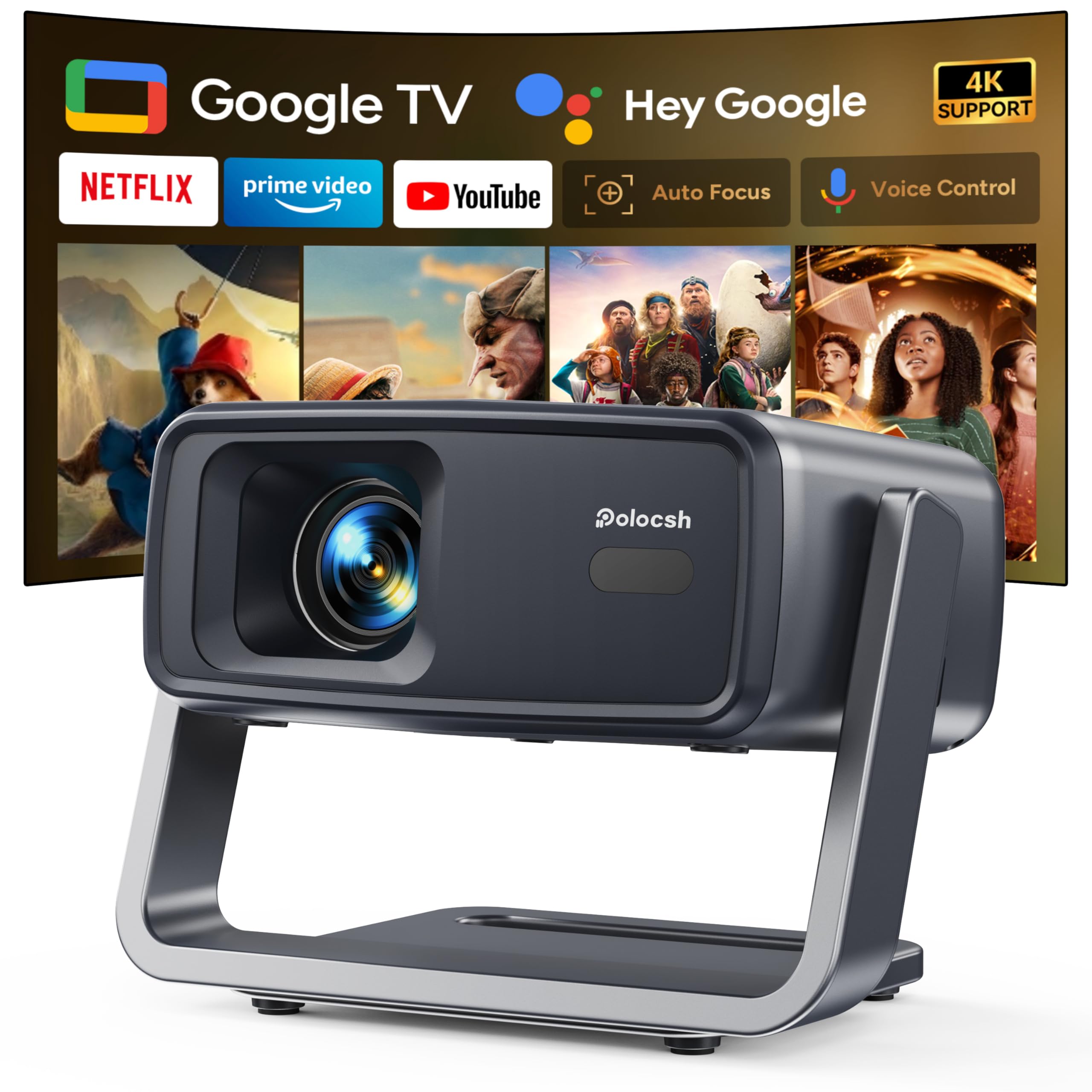 Photo 1 of **FOR PARTS ONLY**
Polocsh 4k Projector with WiFi and Bluetooth, Smart Projector with Auto Focus & Voice Control, Over 10,000+ Apps Movie Home Theater Mini Portable Proyector For Indoor/Outdoor